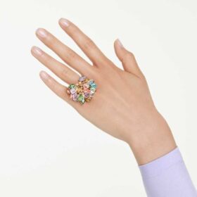 Gema Cocktail Ring Mixed Cuts, Multicolored, Gold-Tone Plated