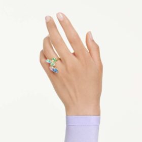Gema Cocktail Ring Mixed Cuts, Multicolored, Gold-Tone Plated Gema Cocktail Ring Mixed Cuts, Multicolored, Gold-Tone Plated