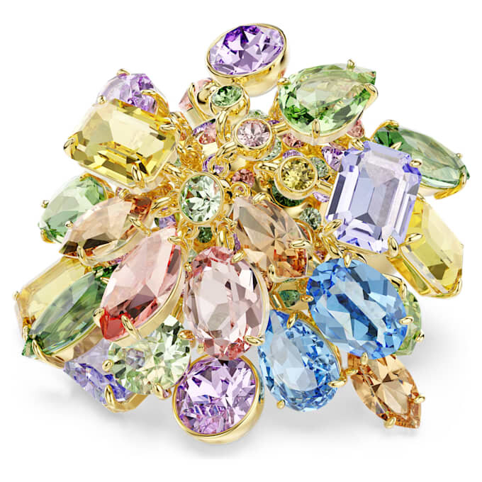 Gema Cocktail Ring Mixed Cuts, Multicolored, Gold-Tone Plated Gema Cocktail Ring Mixed Cuts, Multicolored, Gold-Tone Plated