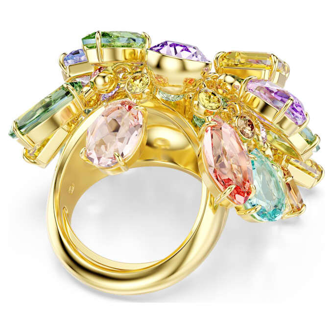 Gema Cocktail Ring Mixed Cuts, Multicolored, Gold-Tone Plated Gema Cocktail Ring Mixed Cuts, Multicolored, Gold-Tone Plated