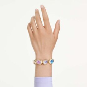 Gema Cuff Oversized Crystals, Mixed Cuts, Multicolored, Gold-Tone Plated