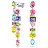 Gema Drop Earrings Asymmetrical Design, Mixed Cuts, Long, Multicolored, Rhodium Plated