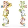 Gema Drop Earrings Asymmetrical Design, Mixed Cuts, Multicolored, Gold-Tone Plated