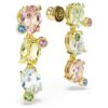 Gema Drop Earrings Asymmetrical Design, Mixed Cuts, Multicolored, Gold-Tone Plated
