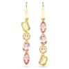 Gema Drop Earrings Asymmetrical Design, Mixed Cuts, Pink, Gold-Tone Plated