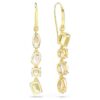 Gema Drop Earrings Asymmetrical Design, Mixed Cuts, Pink, Gold-Tone Plated