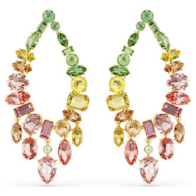 Gema Drop Earrings Mixed Cuts, Chandelier, Multicolored, Gold-Tone Plated
