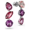 Gema Drop Earrings Mixed Cuts, Pink, Rhodium Plated Gema Drop Earrings Mixed Cuts, Pink, Rhodium Plated