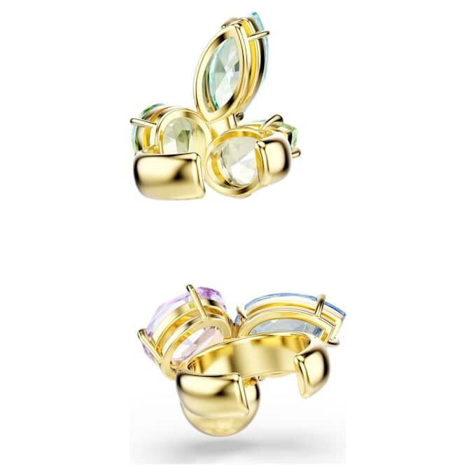 Gema Ear Cuffs Asymmetrical Design, Mixed Cuts, Multicolored, Gold-Tone Plated Gema Ear Cuffs Asymmetrical Design, Mixed Cuts, Multicolored, Gold-Tone Plated