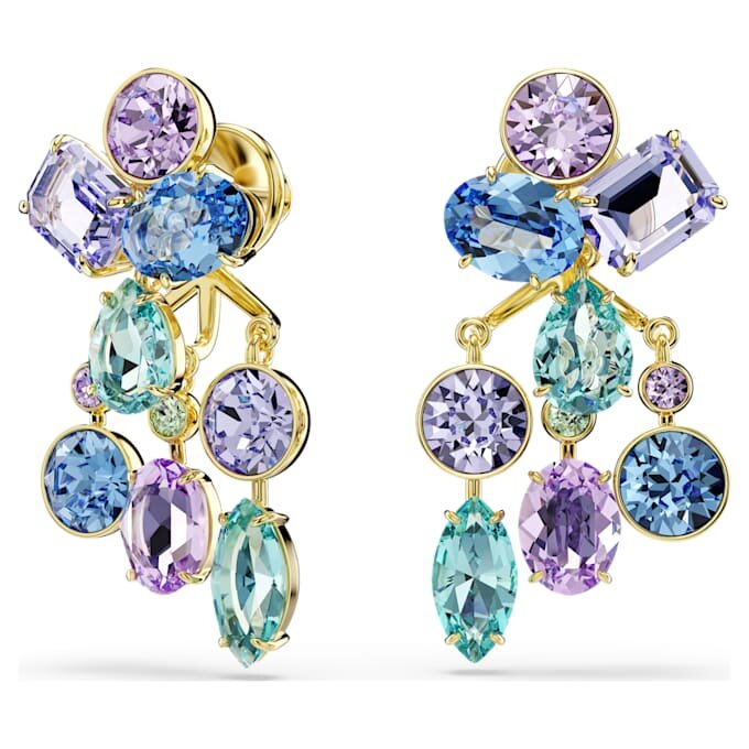 Gema Earring Jackets Mixed Cuts, Multicolored, Gold-Tone Plated Gema Earring Jackets Mixed Cuts, Multicolored, Gold-Tone Plated