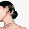 Gema Hair Clip Crystal Pearl, Mixed Cuts, Flower, Pink, Gold-Tone Plated