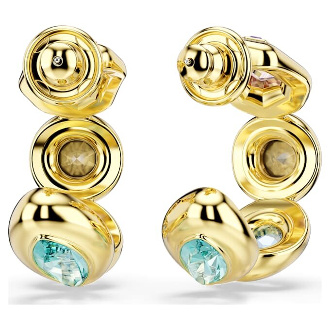 Gema Hoop Earrings Mixed Cuts, Multicolored, Gold-Tone Plated Gema Hoop Earrings Mixed Cuts, Multicolored, Gold-Tone Plated