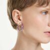 Gema Hoop Earrings Pink, Rhodium Plated