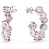 Gema Hoop Earrings Pink, Rhodium Plated