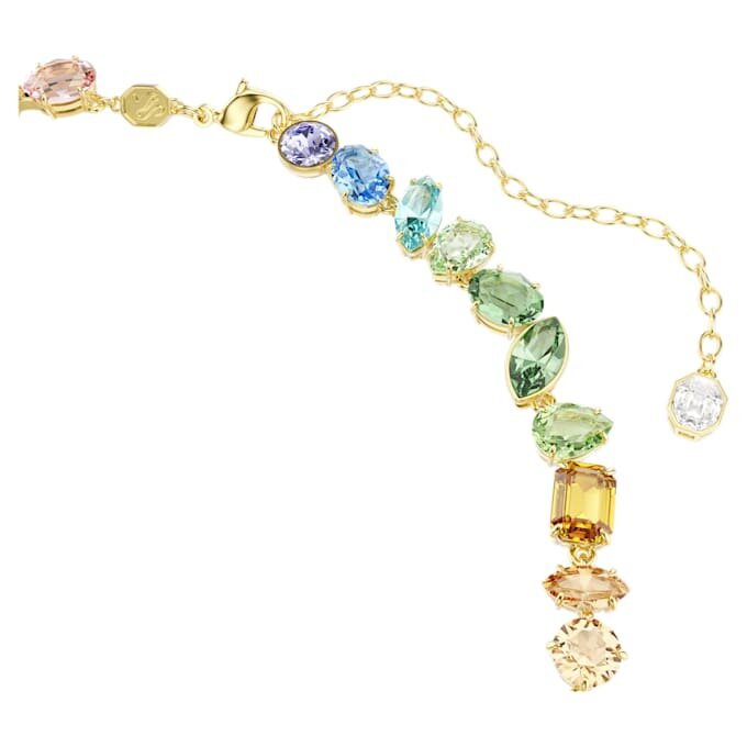 Gema Necklace Mixed Cuts, Dangling Crystals, Multicolored, Gold-Tone Plated Gema Necklace Mixed Cuts, Dangling Crystals, Multicolored, Gold-Tone Plated