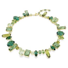 Gema Necklace Mixed Cuts, Green, Gold-Tone Plated