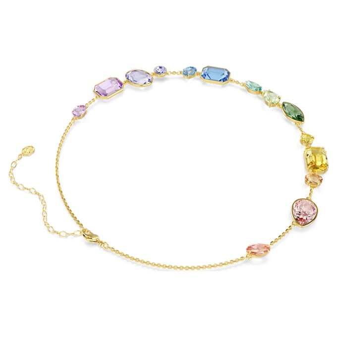 Gema Necklace Mixed Cuts, Multicolored, Gold-Tone Plated Gema Necklace Mixed Cuts, Multicolored, Gold-Tone Plated