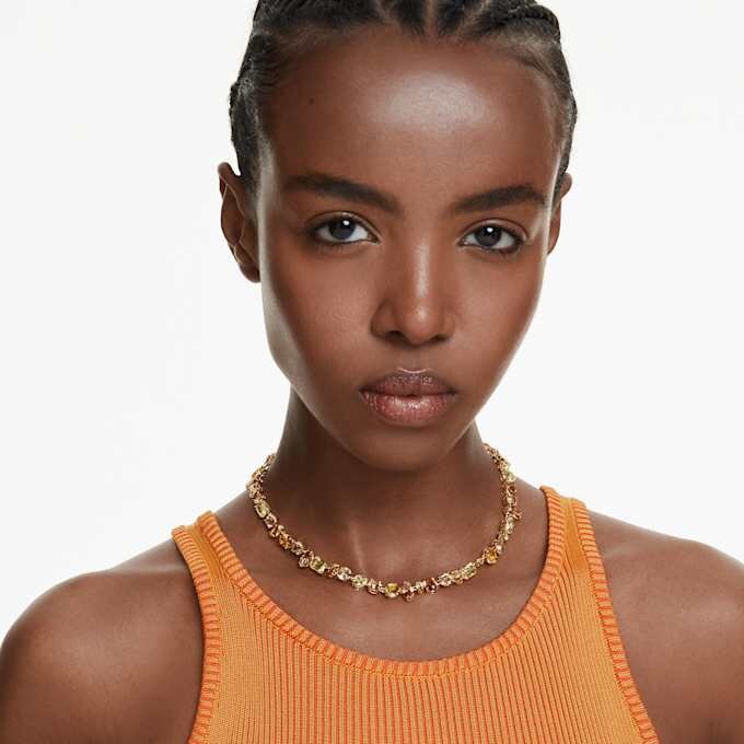 Gema Necklace Mixed Cuts, Yellow, Gold-Tone Plated Gema Necklace Mixed Cuts, Yellow, Gold-Tone Plated