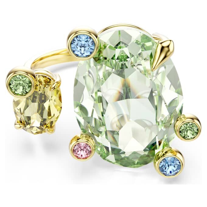 Gema Open Ring Mixed Cuts, Multicolored, Gold-Tone Plated Gema Open Ring Mixed Cuts, Multicolored, Gold-Tone Plated