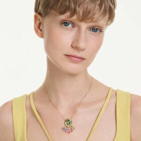Gema Pendant Mixed Cuts, Dangling Crystals, Multicolored, Gold-Tone Plated