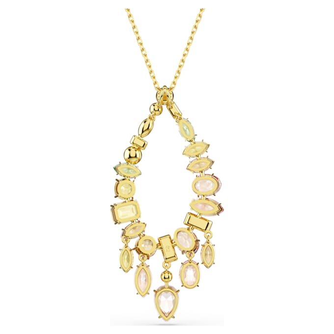 Gema Pendant Mixed Cuts, Multicolored, Gold-Tone Plated Gema Pendant Mixed Cuts, Multicolored, Gold-Tone Plated