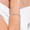 Hyperbola Bangle Infinity and Heart, White, Mixed Metal Finish