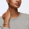 Hyperbola Bangle Round Cut, White, Rhodium Plated