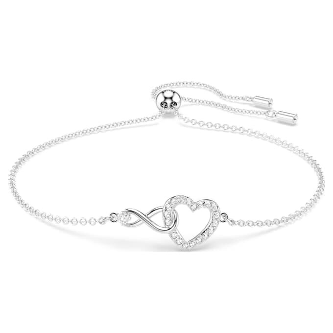 Hyperbola Bracelet Infinity and Heart, White, Rhodium Plated Hyperbola Bracelet Infinity and Heart, White, Rhodium Plated