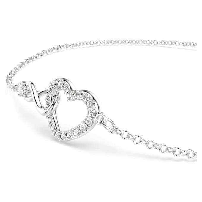 Hyperbola Bracelet Infinity and Heart, White, Rhodium Plated Hyperbola Bracelet Infinity and Heart, White, Rhodium Plated