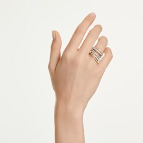 Hyperbola Cocktail Ring Round Cut, White, Mixed Metal Finish