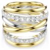 Hyperbola Cocktail Ring Round Cut, White, Mixed Metal Finish