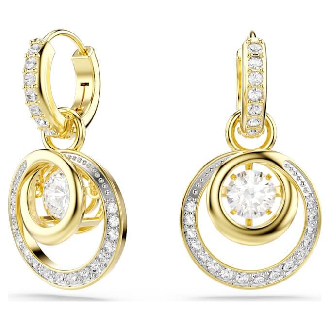 Hyperbola Drop Earrings Round Cut, White, Gold-Tone Plated Hyperbola Drop Earrings Round Cut, White, Gold-Tone Plated
