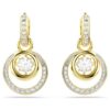 Hyperbola Drop Earrings Round Cut, White, Gold-Tone Plated Hyperbola Drop Earrings Round Cut, White, Gold-Tone Plated