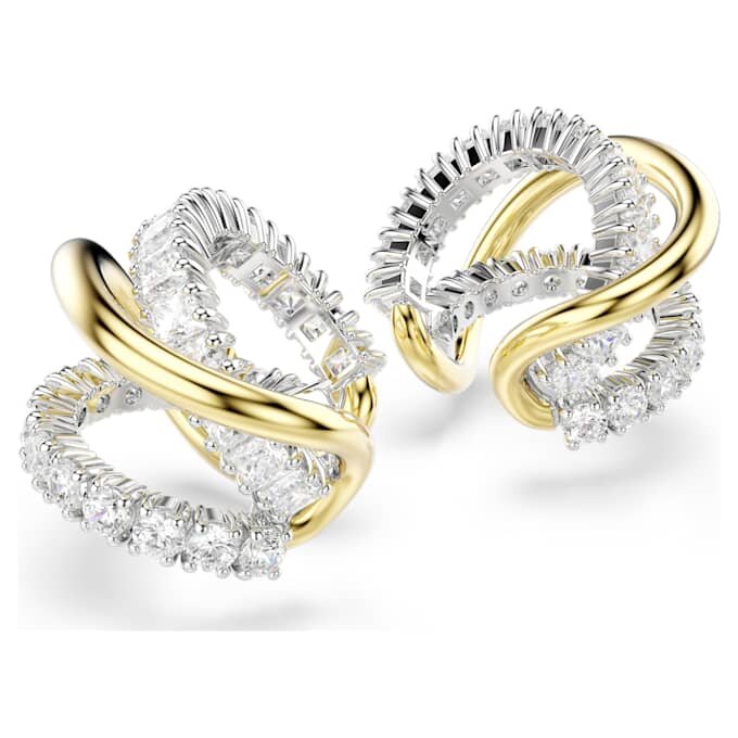 Hyperbola Ear Cuffs Mixed Cuts, White, Mixed Metal Finish Hyperbola Ear Cuffs Mixed Cuts, White, Mixed Metal Finish