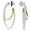 Hyperbola Hoop Earrings Round Cut, Medium, White, Mixed Metal Finish Hyperbola Hoop Earrings Round Cut, Medium, White, Mixed Metal Finish
