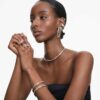 Hyperbola Bangle Round Cut, White, Mixed Metal Finish