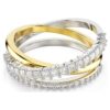 Hyperbola Ring Mixed Cuts, White, Mixed Metal Finish