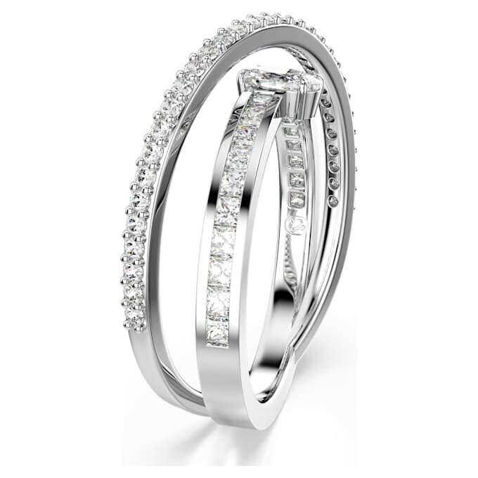Hyperbola Ring Mixed Cuts, White, Rhodium Plated Hyperbola Ring Mixed Cuts, White, Rhodium Plated