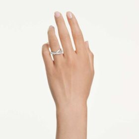 Hyperbola Ring Mixed Cuts, White, Silver-Tone Finish
