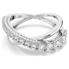 Hyperbola Ring Mixed Cuts, White, Silver-Tone Finish