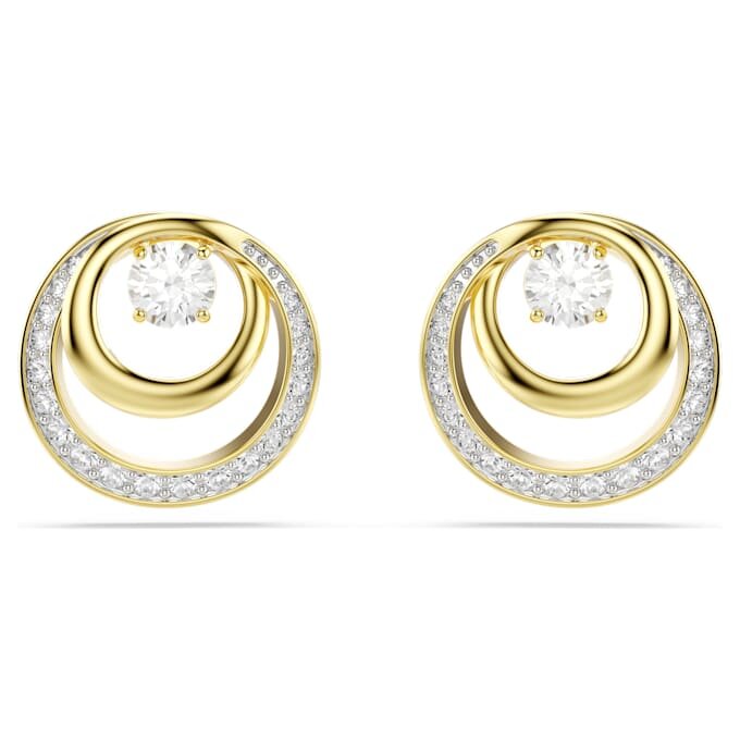Hyperbola Stud Earrings Round Cut, White, Gold-Tone Plated Hyperbola Stud Earrings Round Cut, White, Gold-Tone Plated