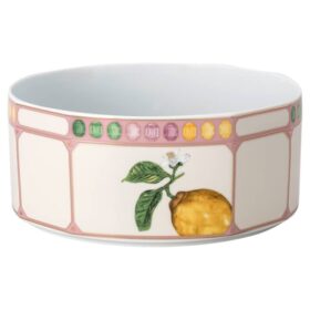 Idyllia Bowl Porcelain, Crystal Print Motif, Citron, Large, Multicolored