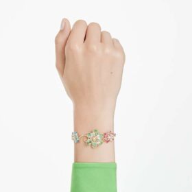 Idyllia Bracelet Mixed Cuts, Flower, Multicolored, Gold-Tone Plated Idyllia Bracelet Mixed Cuts, Flower, Multicolored, Gold-Tone Plated