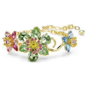 Idyllia Bracelet Mixed Cuts, Flower, Multicolored, Gold-Tone Plated Idyllia Bracelet Mixed Cuts, Flower, Multicolored, Gold-Tone Plated