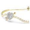 Idyllia Bracelet Mixed Cuts, Heart with Arrow, White, Gold-Tone Plated