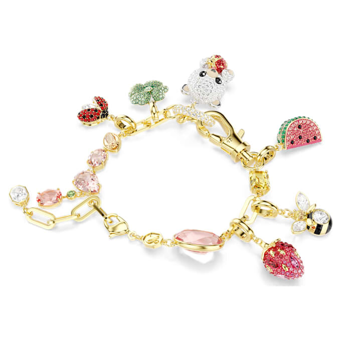 Idyllia Bracelet Mixed Cuts, Mixed Motifs, Multicolored, Gold-Tone Plated Idyllia Bracelet Mixed Cuts, Mixed Motifs, Multicolored, Gold-Tone Plated