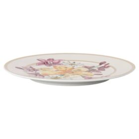 Idyllia Bread Plate Porcelain, Crystal Print Motif, Bouquet, Multicolored