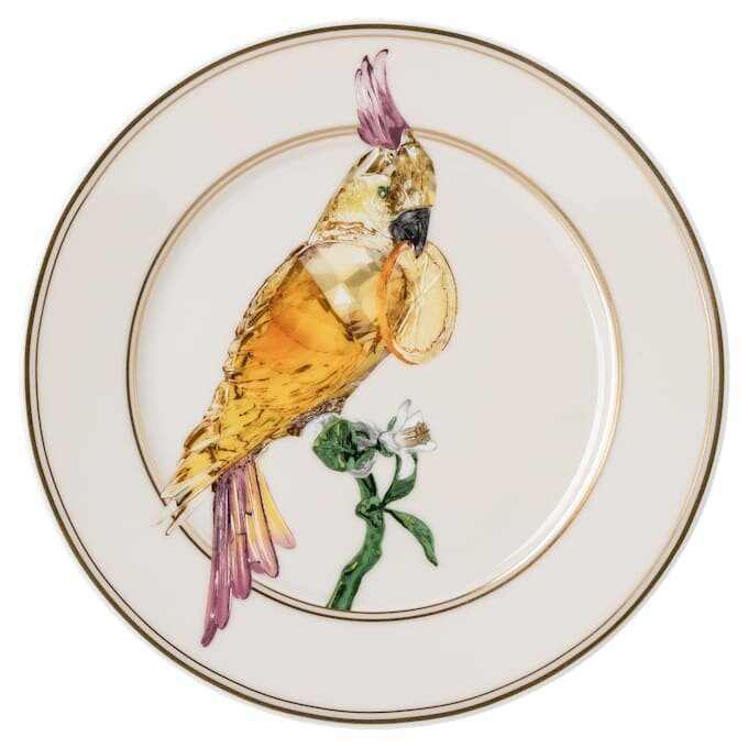Idyllia Bread Plate Porcelain, Crystal Print Motif, Cockatoo, Multicolored Idyllia Bread Plate Porcelain, Crystal Print Motif, Cockatoo, Multicolored