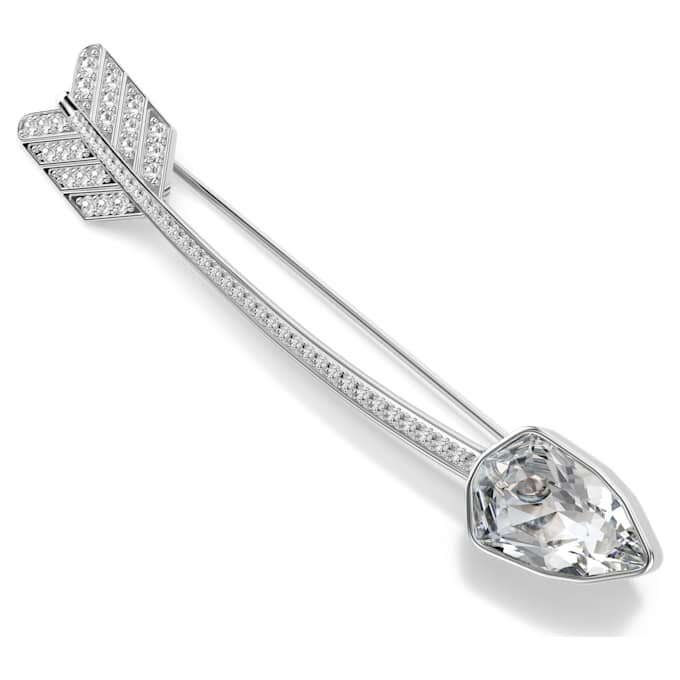 Idyllia Brooch Mixed Cuts, Arrow, White, Rhodium Plated Idyllia Brooch Mixed Cuts, Arrow, White, Rhodium Plated