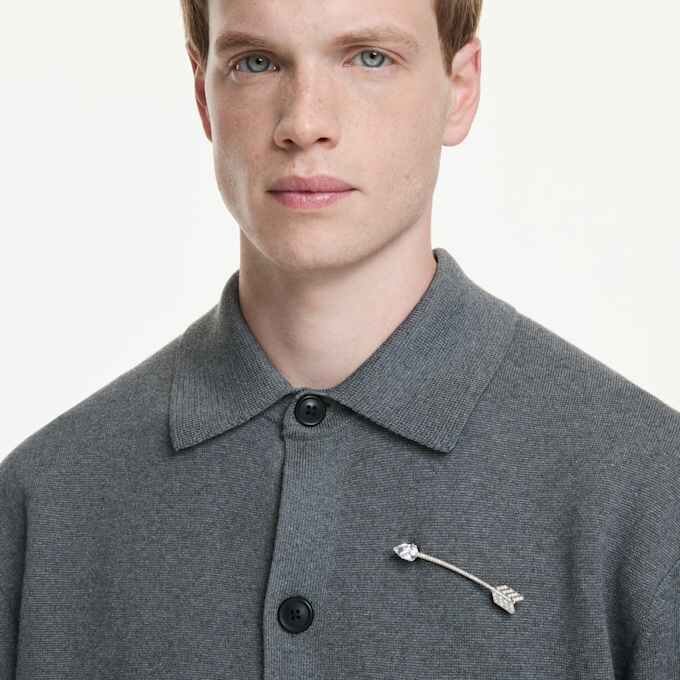 Idyllia Brooch Mixed Cuts, Arrow, White, Rhodium Plated Idyllia Brooch Mixed Cuts, Arrow, White, Rhodium Plated
